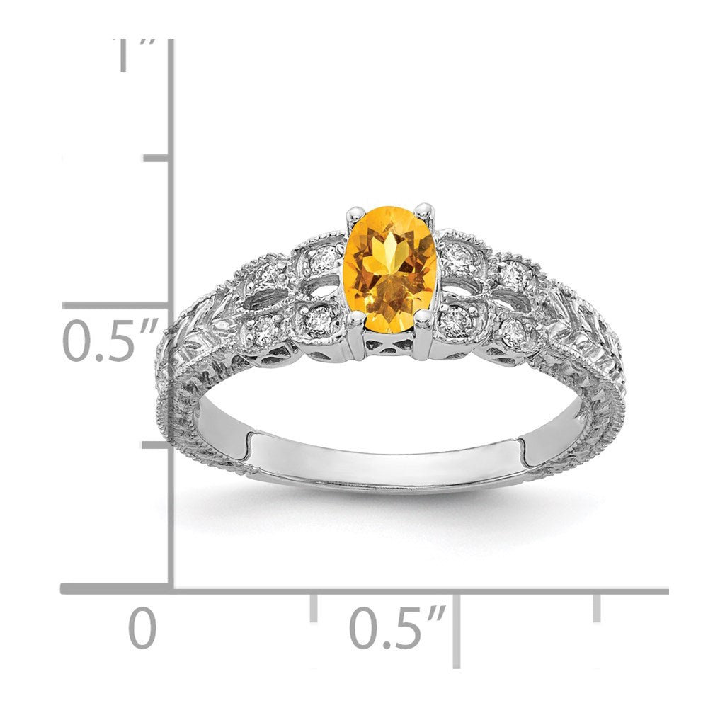 14k white gold 6x4mm oval citrine checker a real diamond ring y2065cc a