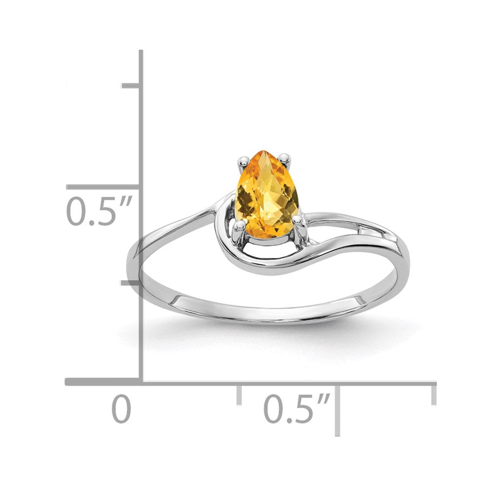 14k white gold 6x4mm pear citrine checker ring y4627cc