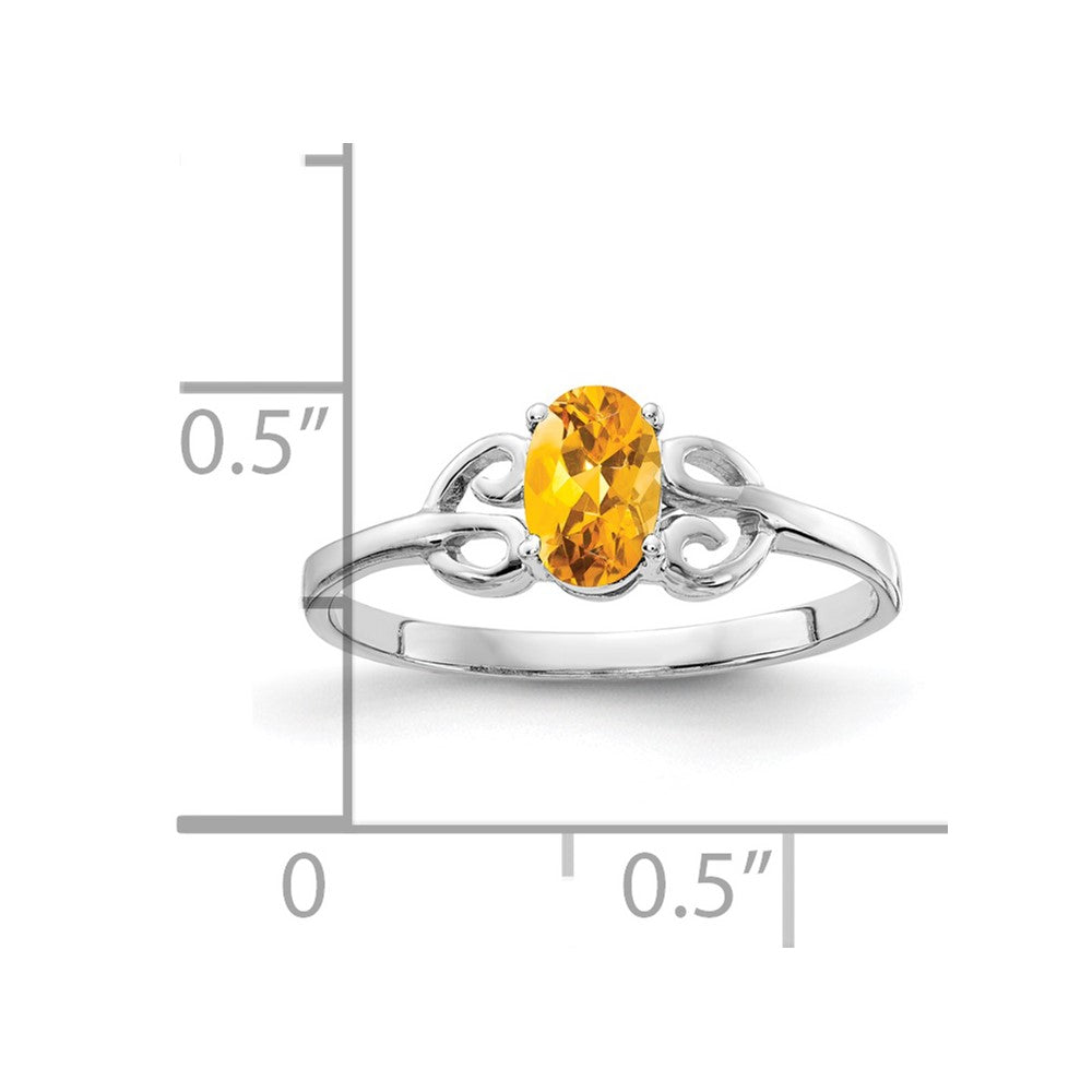 14k white gold 6x4mm oval citrine ring y4662ci