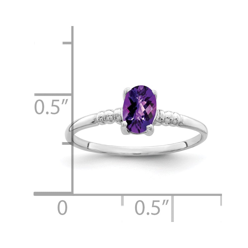14k white gold 6x4mm oval amethyst checker ring y4667ac