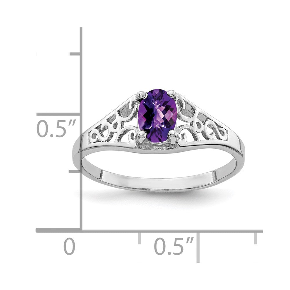 14k white gold 6x4mm oval amethyst checker ring y4676ac