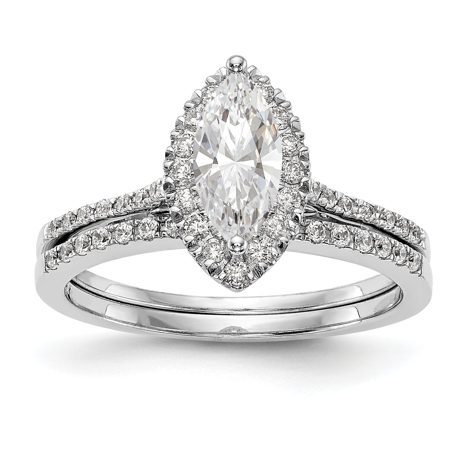1/3 Ct. Natural Marquise Cut Diamond Semi-mount Engagement Ring in 14K White Gold