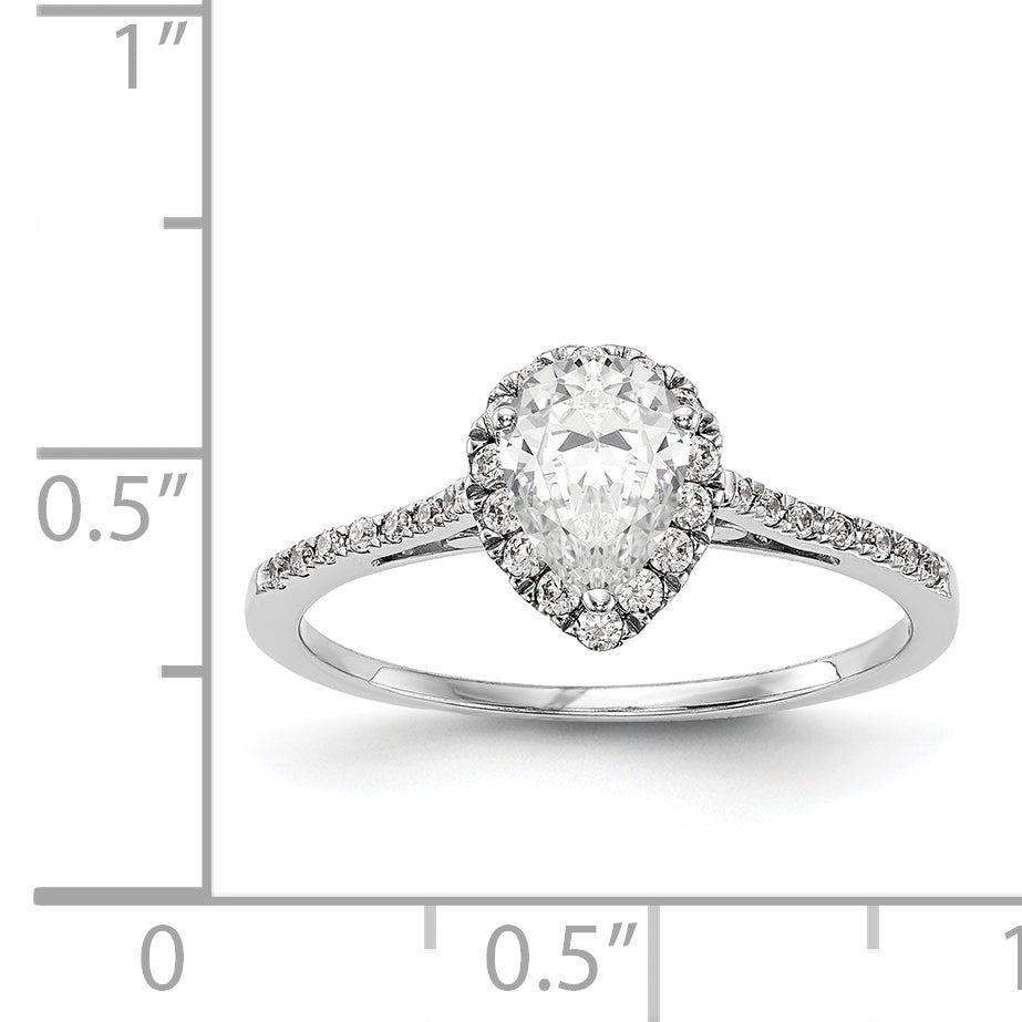1/3 Ct. Natural Pear Shape Diamond Semi-mount Engagement Ring in 14K White Gold