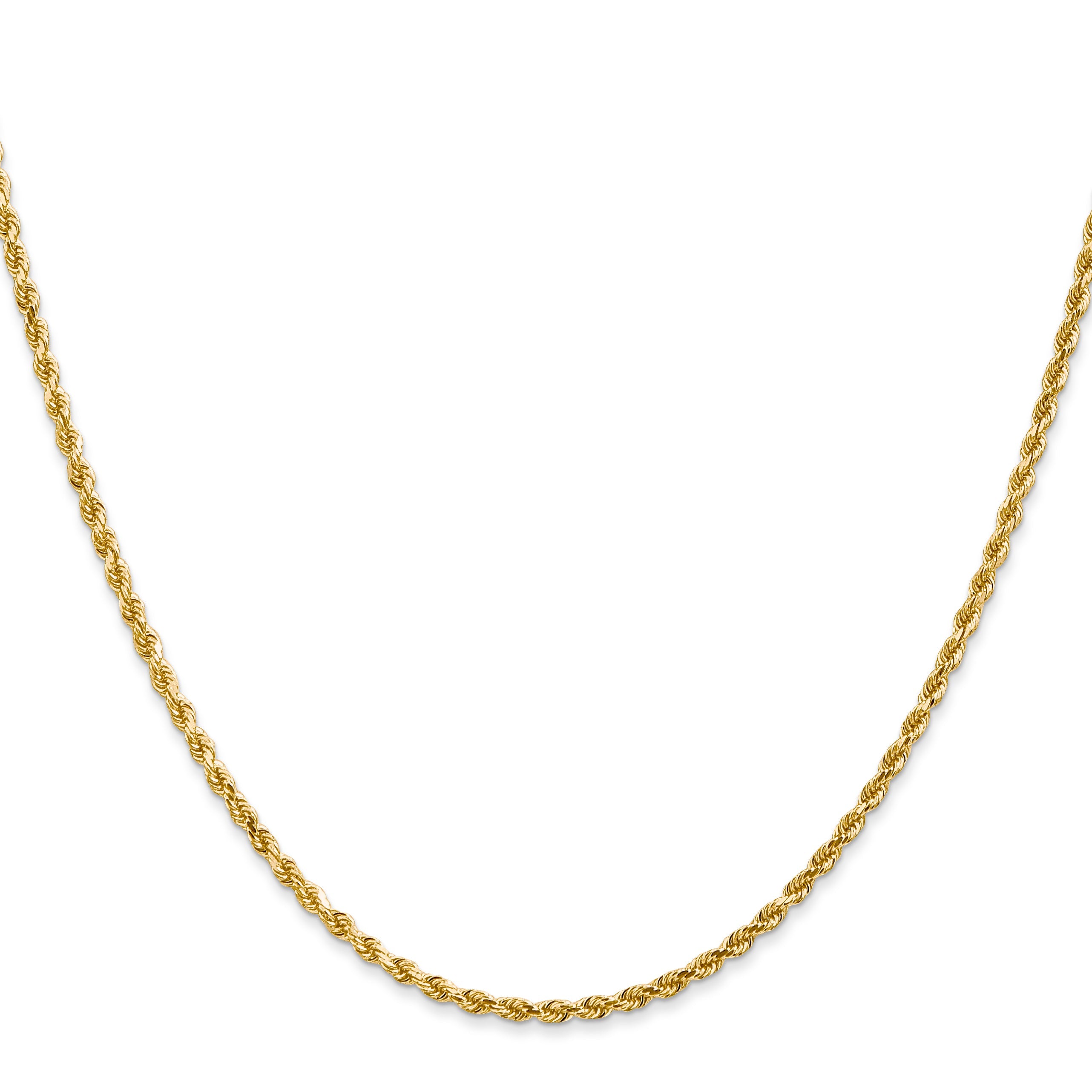 14k Yellow Gold 22 inch 2mm Diamond-cut Rope with Lobster Clasp Chain Necklace