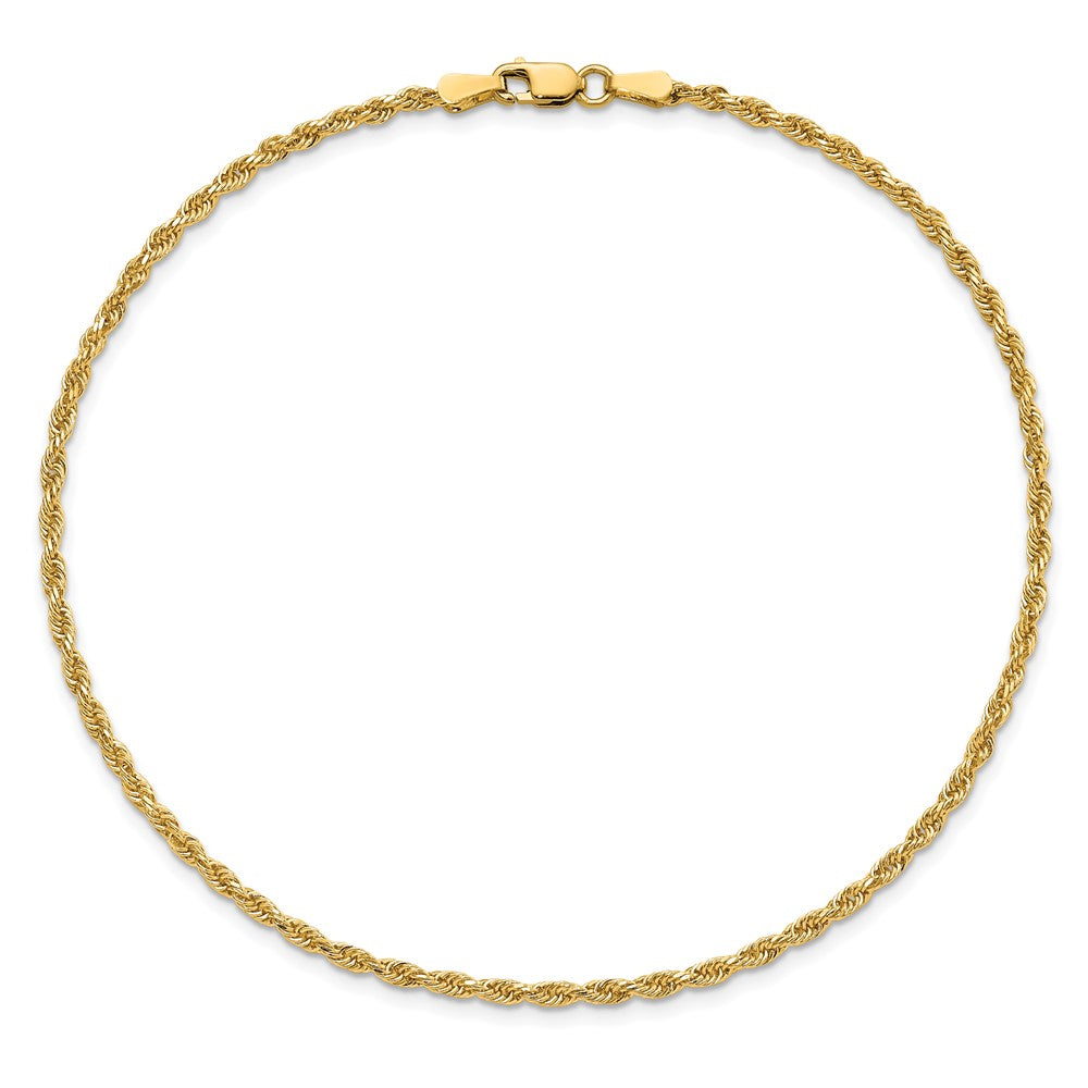 14k Yellow Gold 10 inch 2mm Diamond-cut Rope with Lobster Clasp Anklet