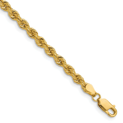 9 Inch 14k Yellow Gold 3.8mm Regular Rope Chain Anklet
