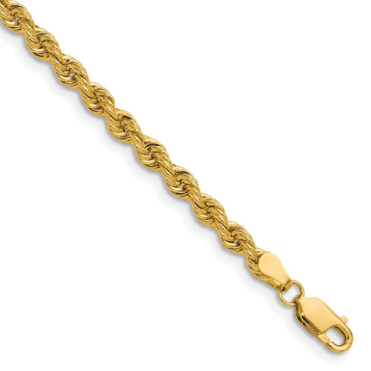 9 Inch 14k Yellow Gold 3.8mm Regular Rope Chain Anklet