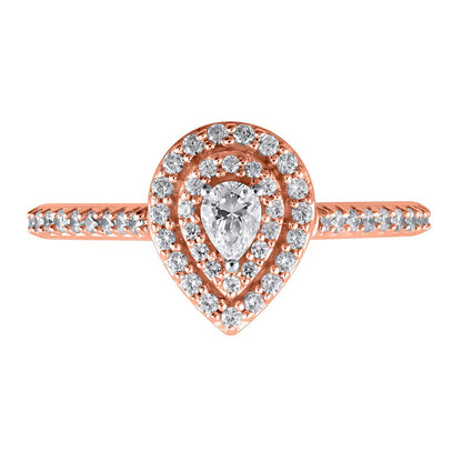 0.5 CT. TW Pear-Shaped Diamond Double Frame Engagement Ring in 10K Rose Gold