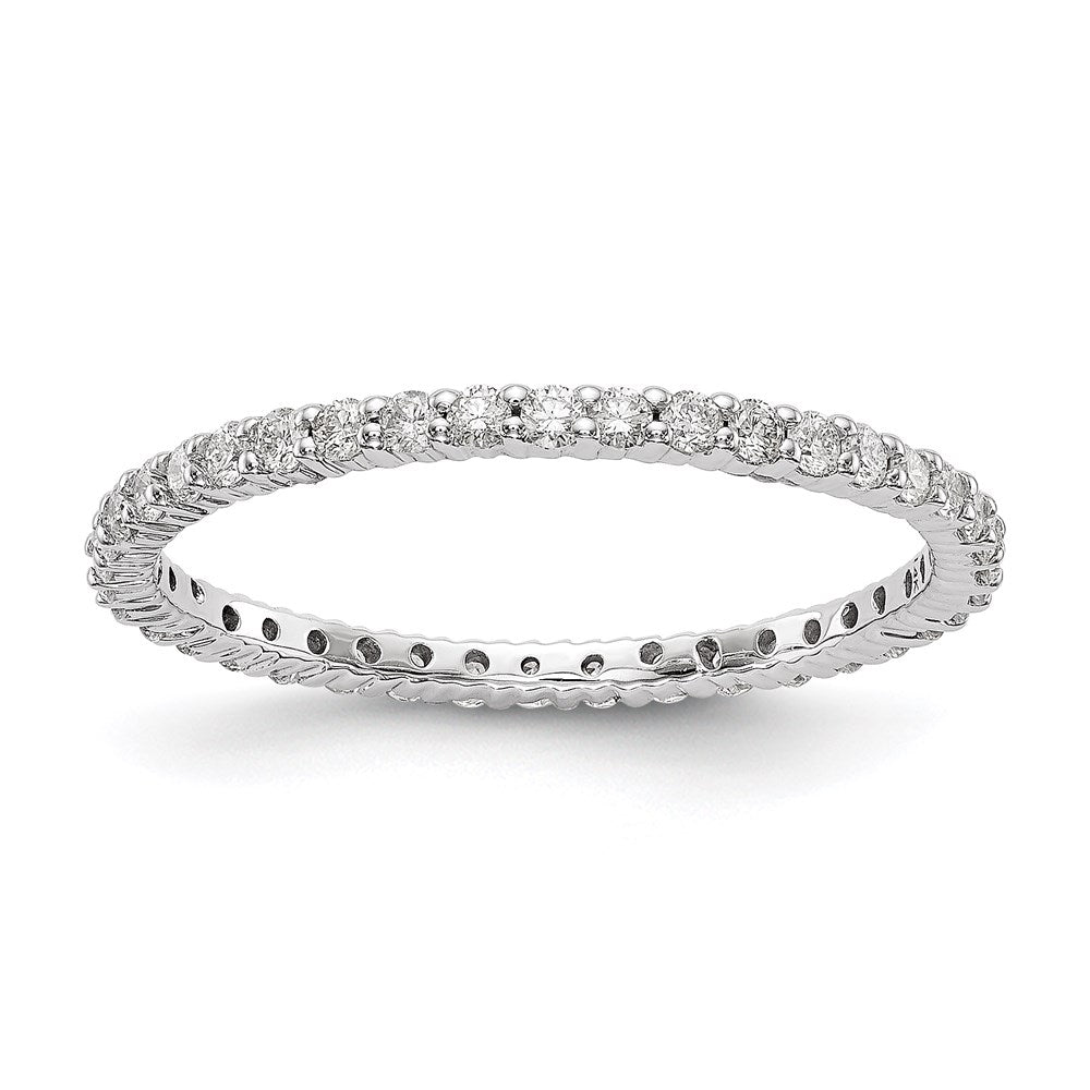 14K White Gold Polished Size 7.5 Shared Prong 1/2 carat Diamond Complete Eternity Wedding Band Ring