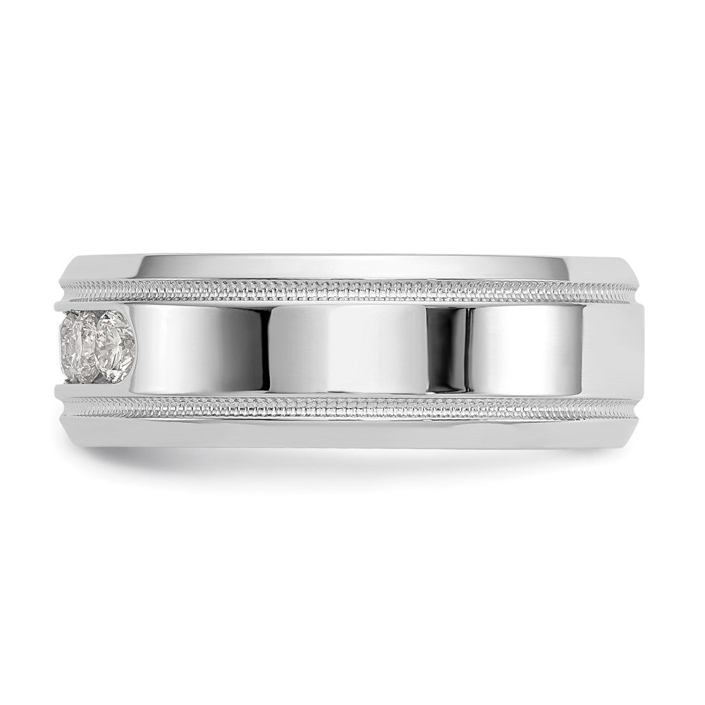 True Origin 14K White Gold 1/2 carat Lab Grown Diamond VS+ F+ Size 9 Complete Bevel Miligrain Wedding Band Ring