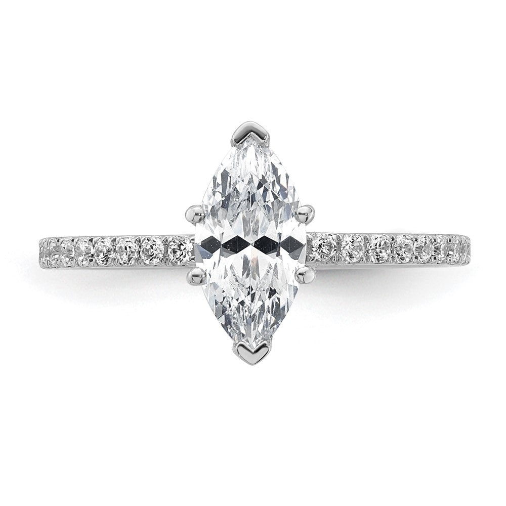 14K White Gold 1 3/8 carat Certified Lab Grown Diamond VS/SI+ G+ Marquise Complete Solitaire with Flair Engagement Ring