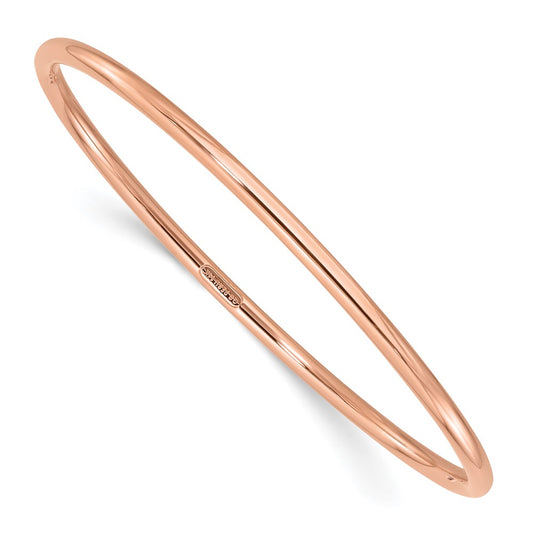 14K Rose Gold Polished 3.00mm Slip-on Round Bangle Bracelet