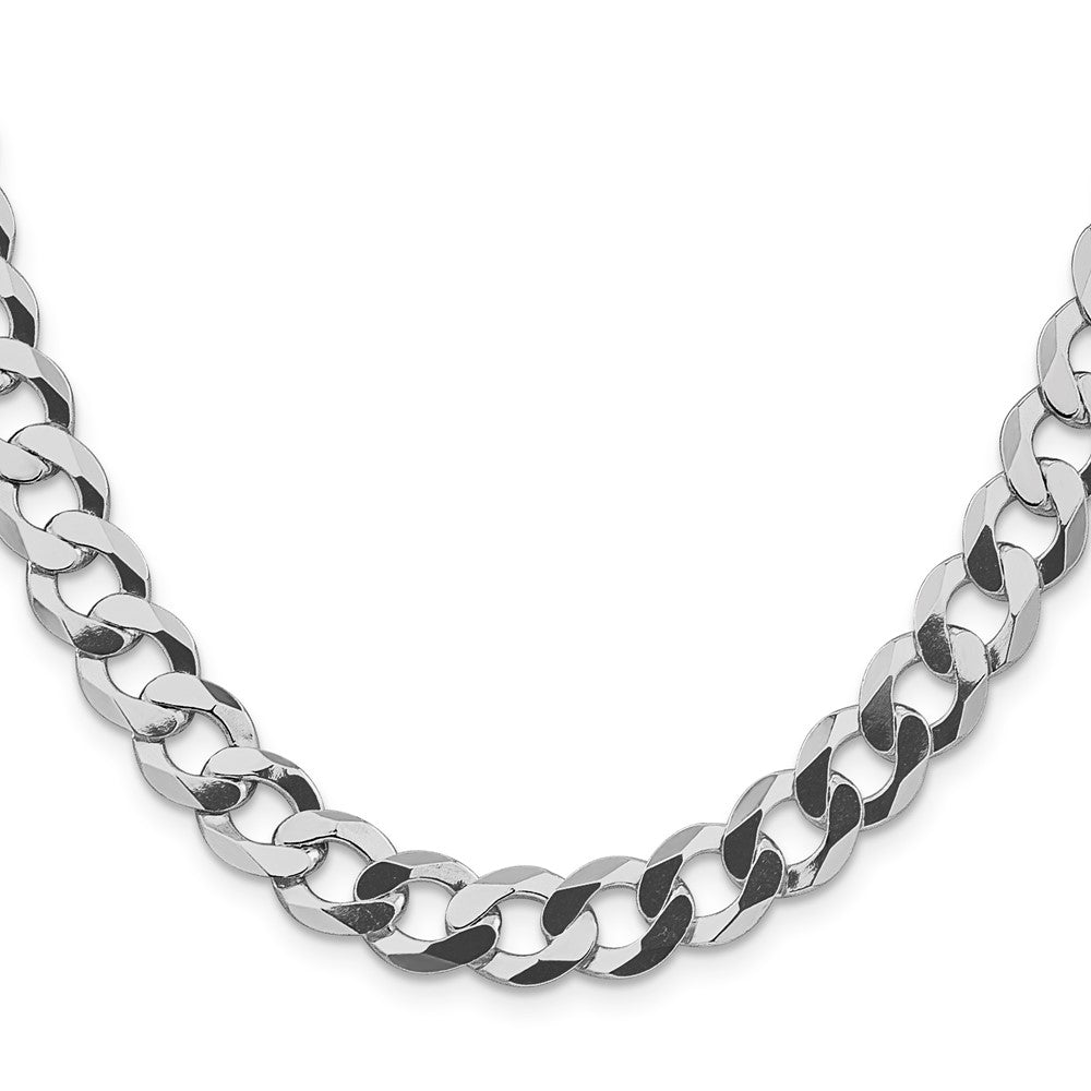 Sterling Silver Rhodium-plated 9.75mm Flat Curb 26 Inch Chain