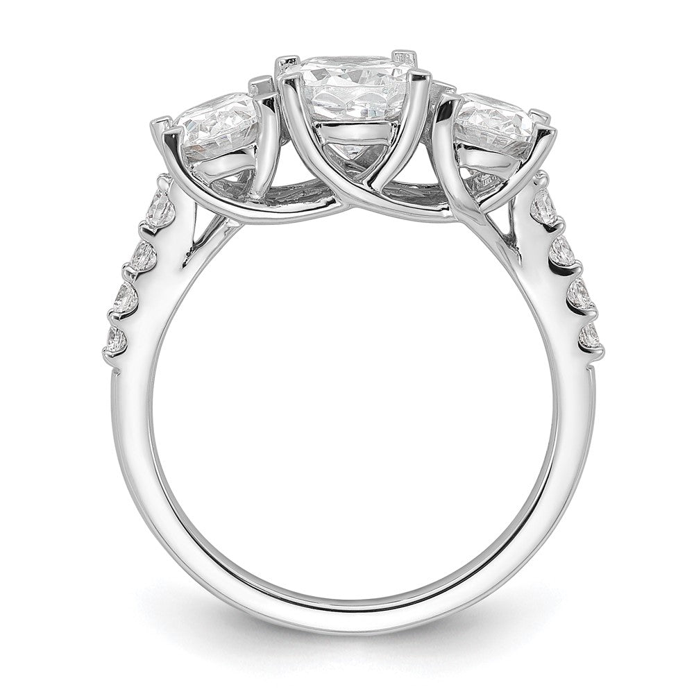 14K White Gold 2 3/4 carat Lab Grown Diamond VS+ F+ Oval Complete Three Stone Engagement Ring
