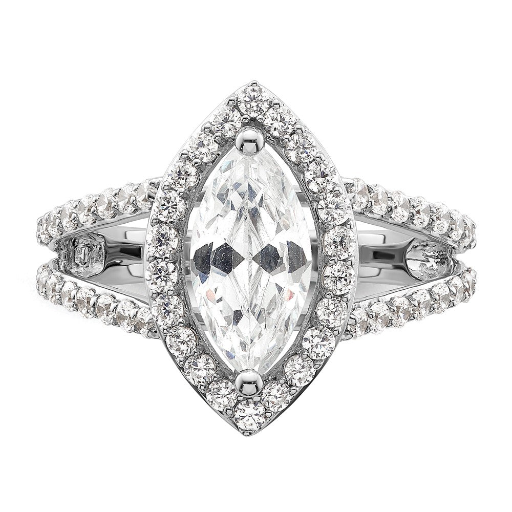 14K White Gold Halo Plus (Holds 2 carat (12x6mm) Marquise Center) 1 carat Diamond Semi-Mount Engagement Ring