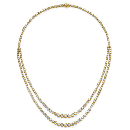 14K Yellow Gold 15 1/2 carat Lab Grown Diamond VS/SI+ G+ Complete 20 Inch Graduated Layered Tennis Necklace
