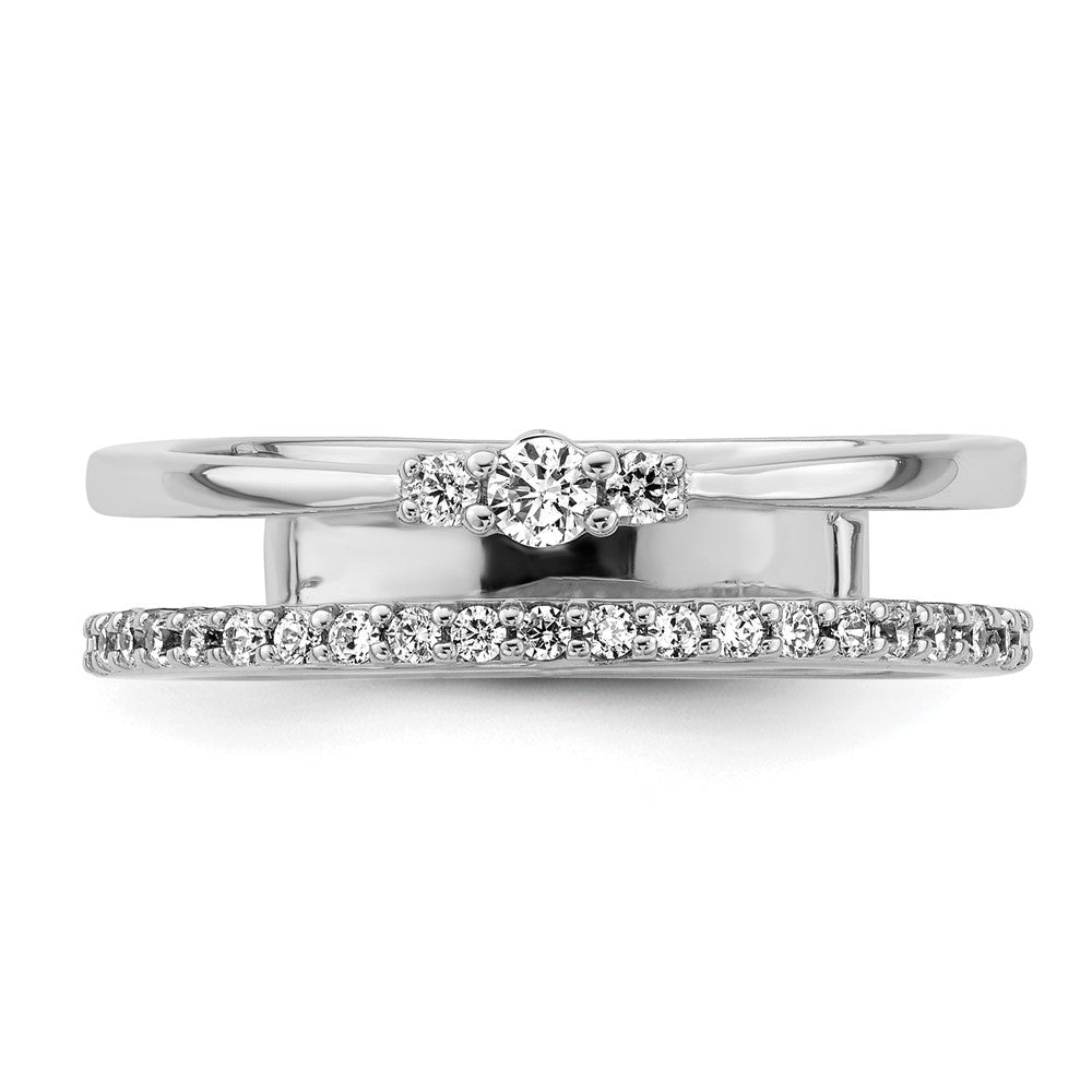 14K White Gold Polished Diamond Double Wedding Band Ring Fashion Ring