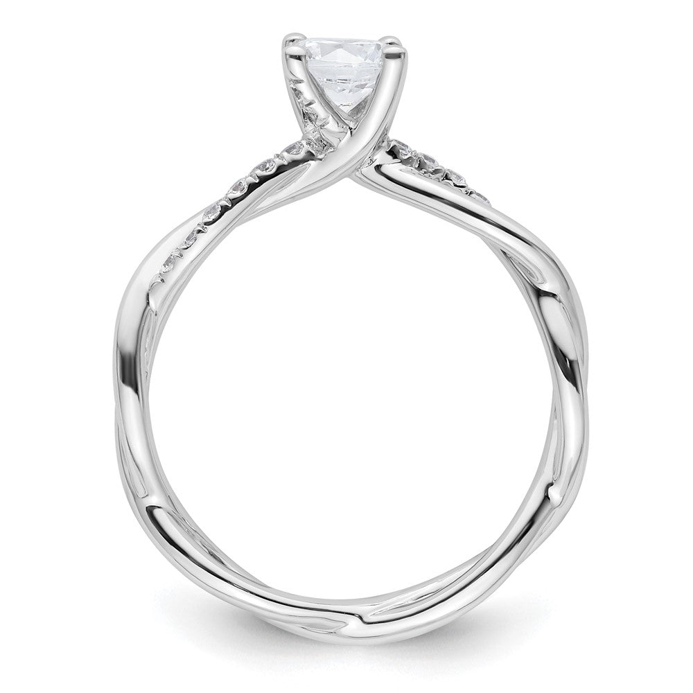 14K White Gold Criss-Cross (Holds 1/2 carat (5.2mm) Round Center) 1/8 carat Diamond Semi-mount Engagement Ring