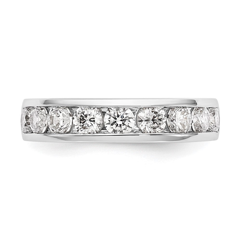 14K White Gold 9-Stone 1.3 carat Round Diamond Complete Channel Wedding Band Ring