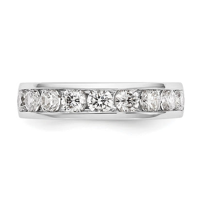 14K White Gold 9-Stone 1.3 carat Round Diamond Complete Channel Wedding Band Ring