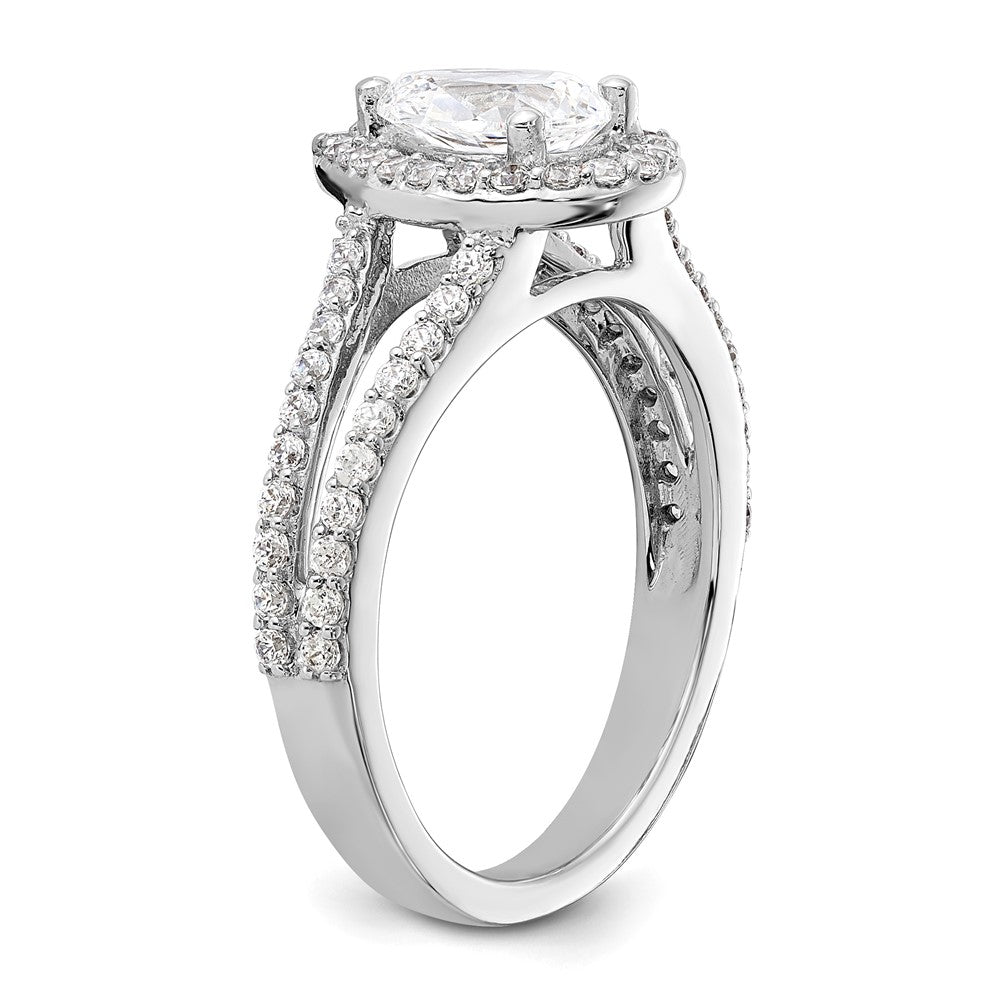 True Origin 14K White Gold 5/8 carat Lab Grown Diamond VS/SI  D E F  Semi Mount Pear Halo Engagement Ring