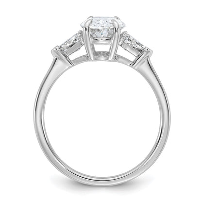 14K White Gold 2 carat Certified Lab Grown Diamond VS/SI+ G+ Complete Oval and Trillion Three Stone Engagement Ring