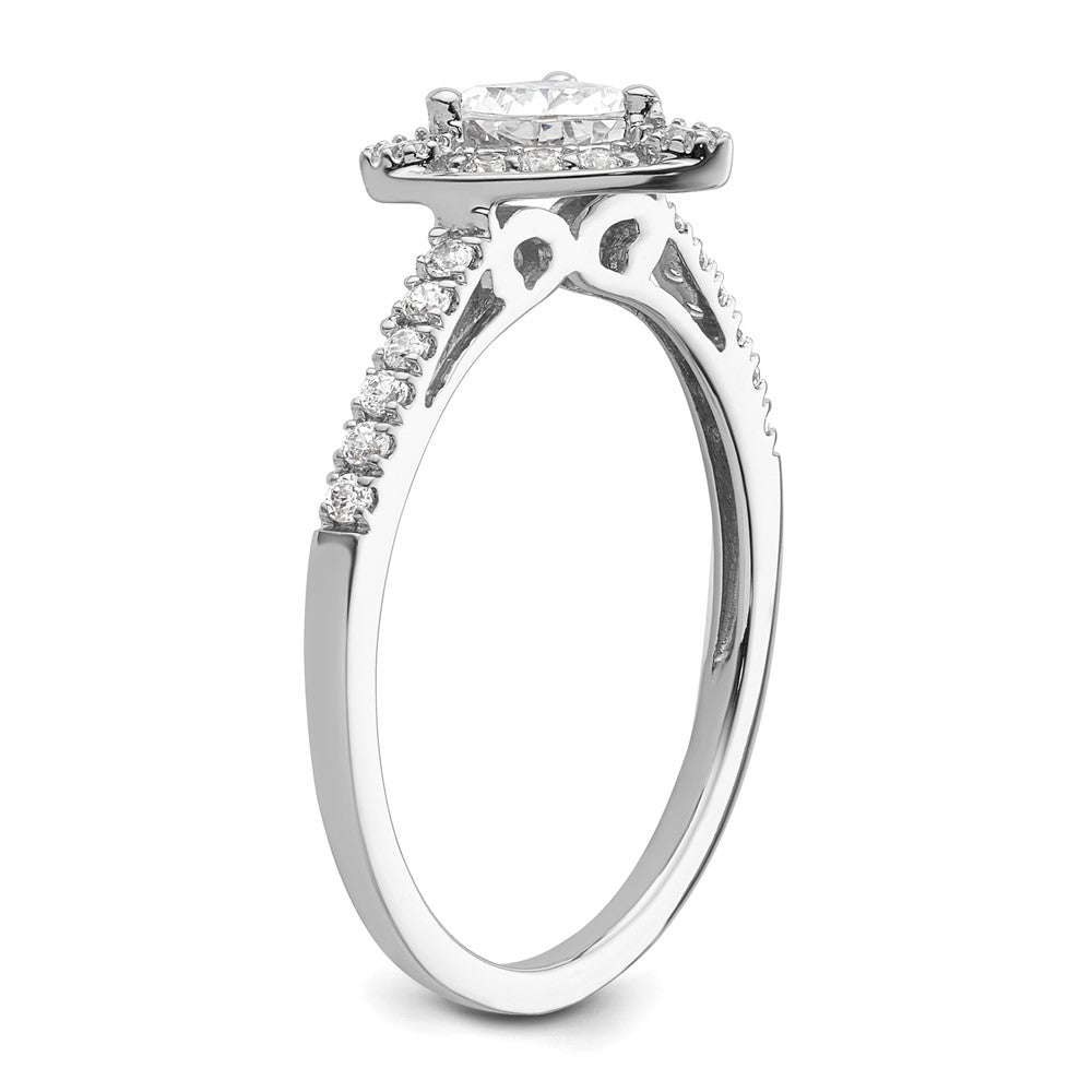 14K White Gold Halo Plus (Holds 1/2 carat (5.00mm) Trillion Center) 1/4 carat Diamond Semi-Mount Engagement Ring