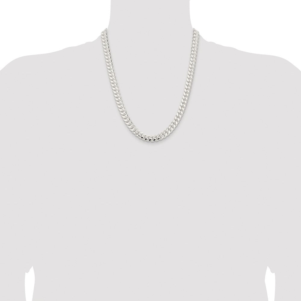 Sterling Silver Rhodium-plated 9mm Polished Domed Curb 22 Inch Chain
