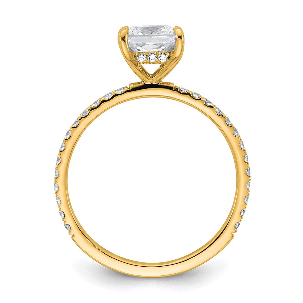 14K Yellow Gold 1 3/8 carat Certified Lab Grown Diamond VS+ F+ Princess Complete Solitaire with Flair Engagement Ring