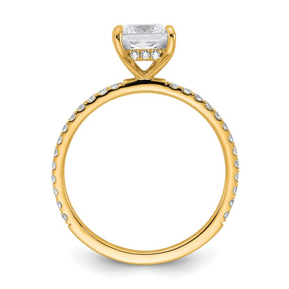 14K Yellow Gold 1 3/8 carat Certified Lab Grown Diamond VS+ F+ Princess Complete Solitaire with Flair Engagement Ring
