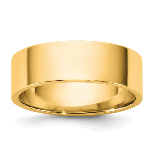 14K Yellow Gold 6.5mm LTW Flat Wedding Band Ring