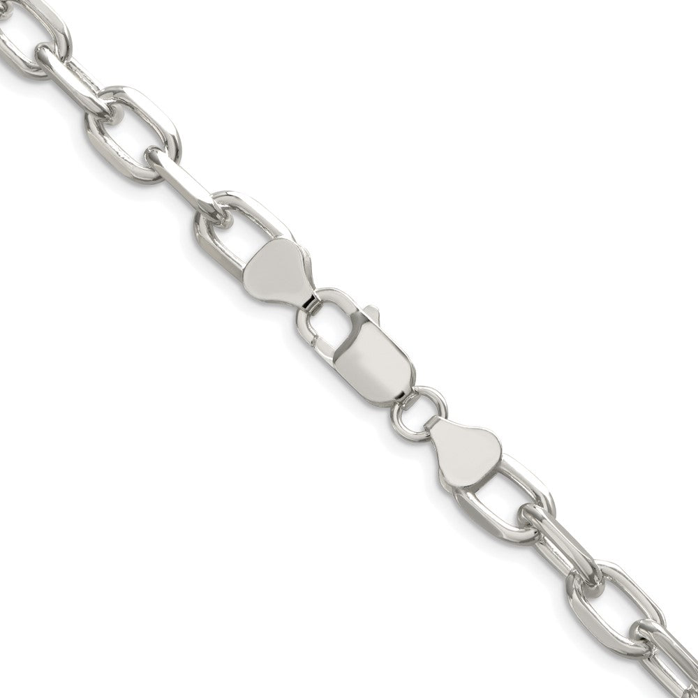 Sterling Silver Rhodium-plated 7.5mm Diamond-cut Long Link Cable 26 Inch Chain