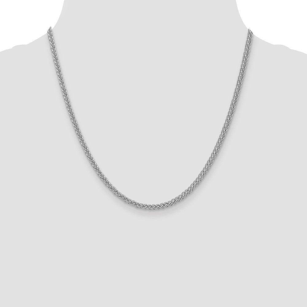 14K White Gold 2.6mm Semi-solid 3-Wire Wheat 20 Inch Chain