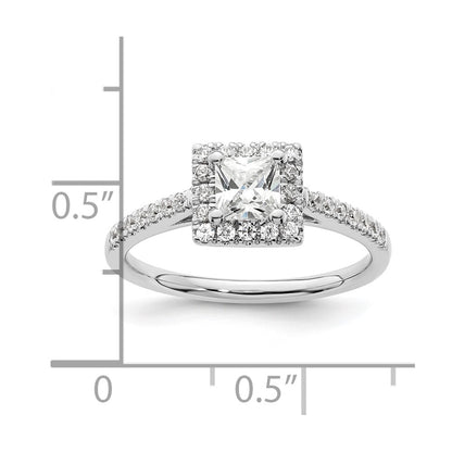 14K White Gold Halo Plus (Holds 1/2 carat (4.5mm) Princess Center) 1/3 carat Diamond Semi-Mount Engagement Ring