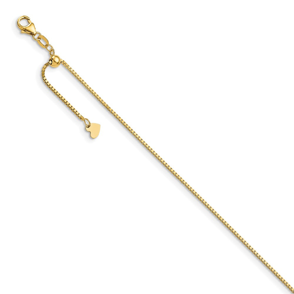 14K Yellow Gold Polished Adjustable Box Chain Anklet