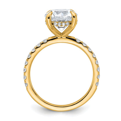 14K Yellow Gold 3 1/2 carat Certified Lab Grown Diamond VS+ F+ Round Complete Solitaire with Flair Engagement Ring