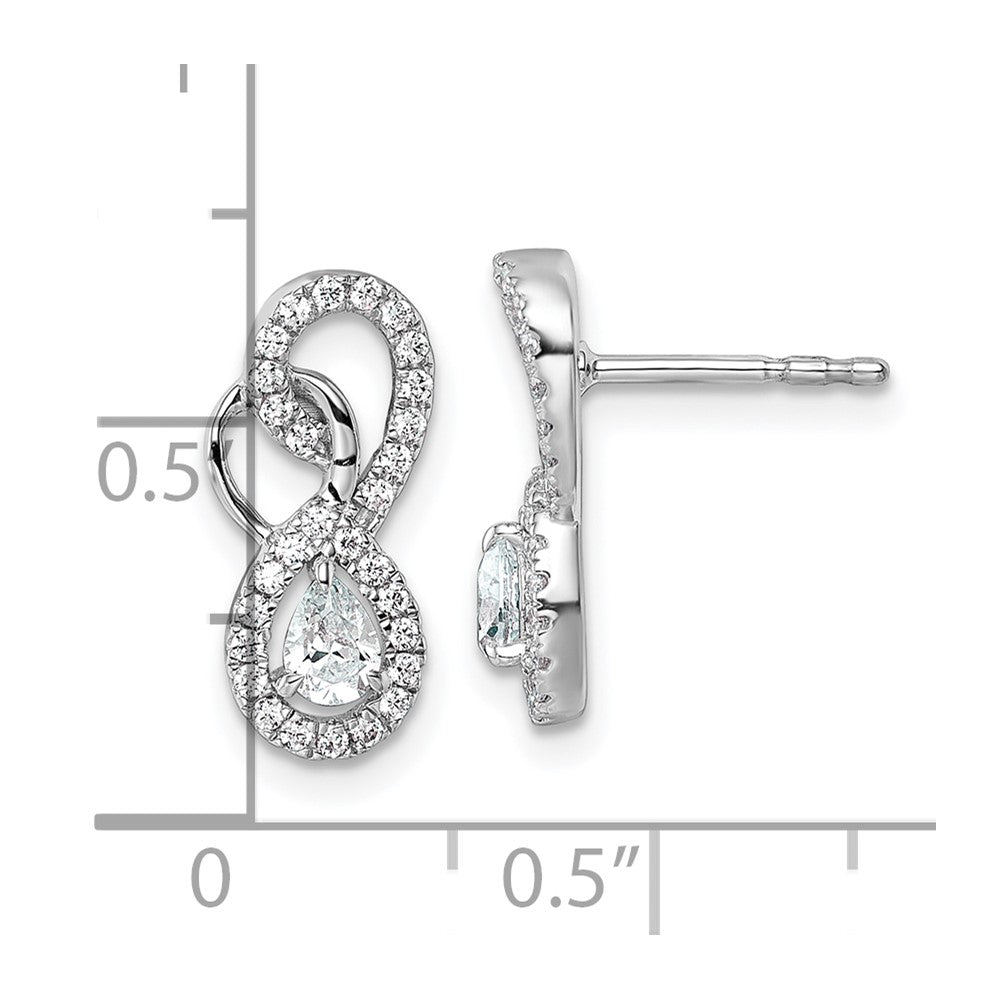 14K White Gold Polished 1/2 carat Diamond Infinity Drop Post Earrings
