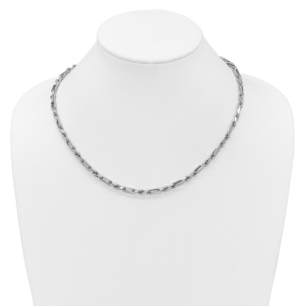 Sterling Silver Rhodium-plated Polished 4.75mm Figaro Rope Chain 19.75 Inch Necklace