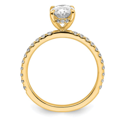 14K Yellow Gold 1 7/8 carat Certified Lab Grown Diamond VS+ F+ Oval Complete Solitaire with Flair Engagement Ring