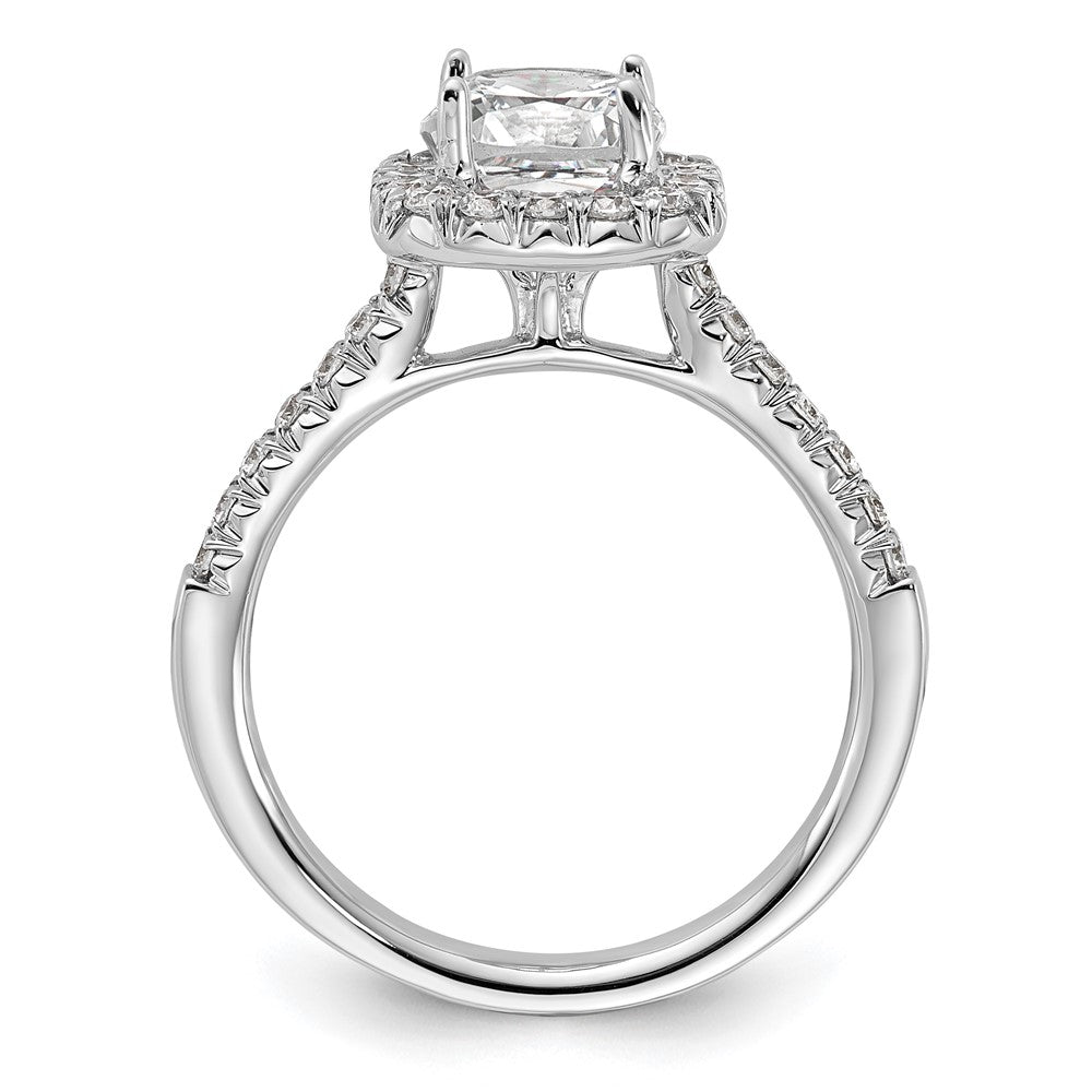 True Origin 14K White Gold 1/2 carat Lab Grown Diamond VS+ F+ Semi-Mount Cushion Halo Engagement Ring