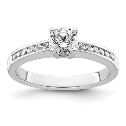14K White Gold 3/4 carat Lab Grown Diamond VS/SI+ G+ Round Complete Channel Set Shared Prong Engagement Ring