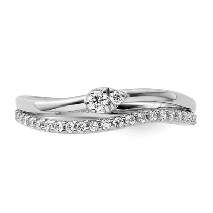14K White Gold Polished Diamond Double Wedding Band Ring Fashion Ring
