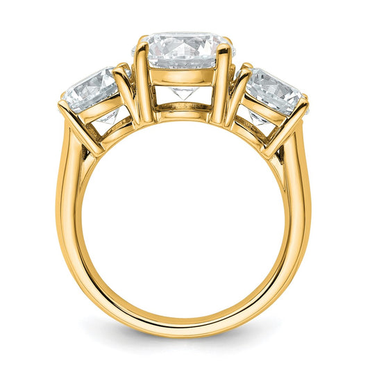 True Origin 14K Yellow Gold 5 carat Lab Grown Diamond VS+ F+ Complete Round Three Stone Ring