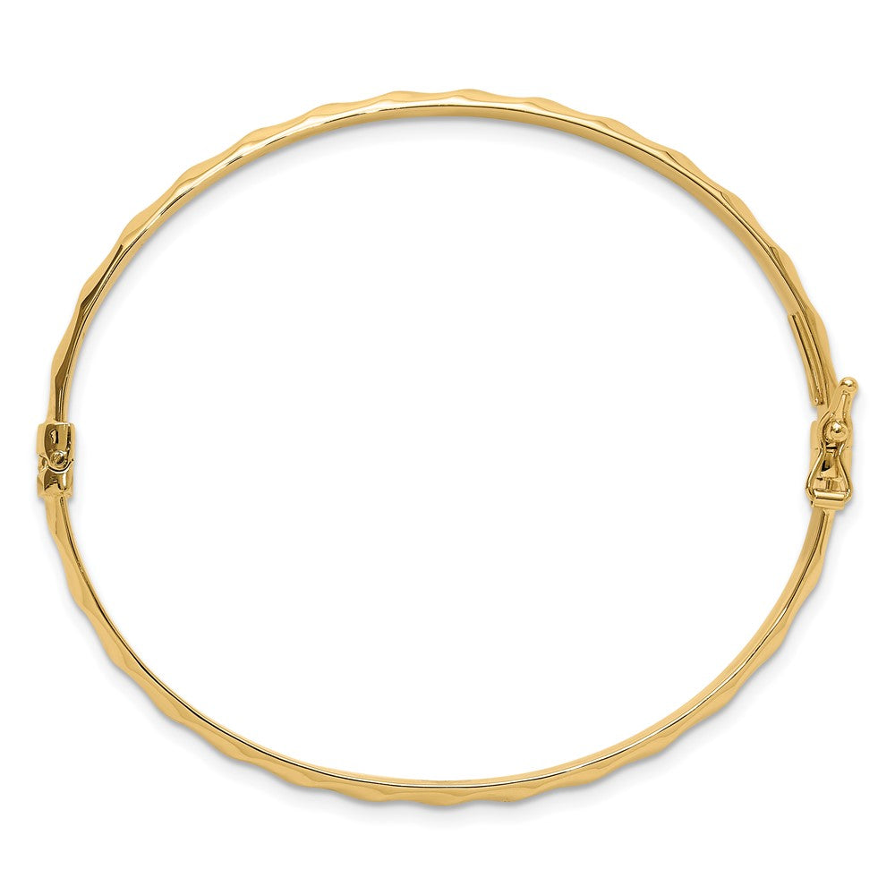 14K Yellow Gold Polished Twisted Hinged Bangle