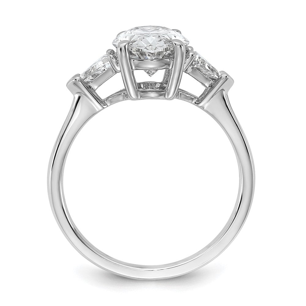 14K White Gold 3 1/8 carat Certified Lab Grown Diamond VS+ F+ Complete Oval and Trillion Three Stone Engagement Ring
