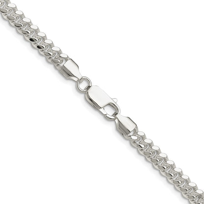 Sterling Silver Rhodium-plated Polished 5.7mm Domed Curb 18 Inch Chain