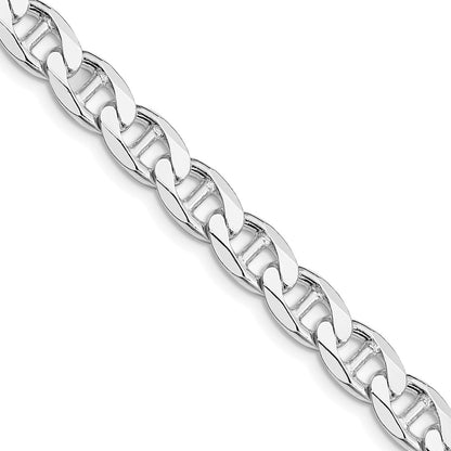 Sterling Silver Rhodium-plated 7.4mm D/C Flat Anchor Curb 20 Inch Chain