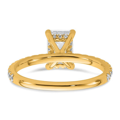 14K Yellow Gold 2 carat Certified Lab Grown Diamond VS+ F+ Emerald Complete Solitaire with Flair Engagement Ring
