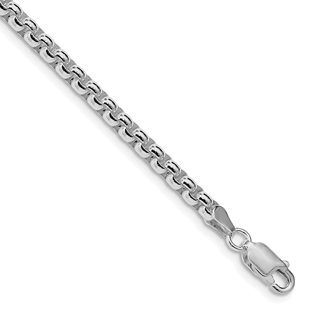 Sterling Silver Rhodium-plated 3.6mm Round Box 24 Inch Chain