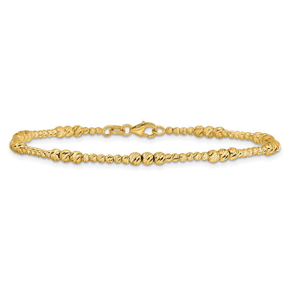 14K Yellow Gold Diamond-cut Beaded 7.5 Inch Bracelet